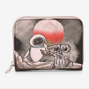 Disney Pixar Loungefly Wall-E and Eve Black Small Soft Tag Wallet NWT
